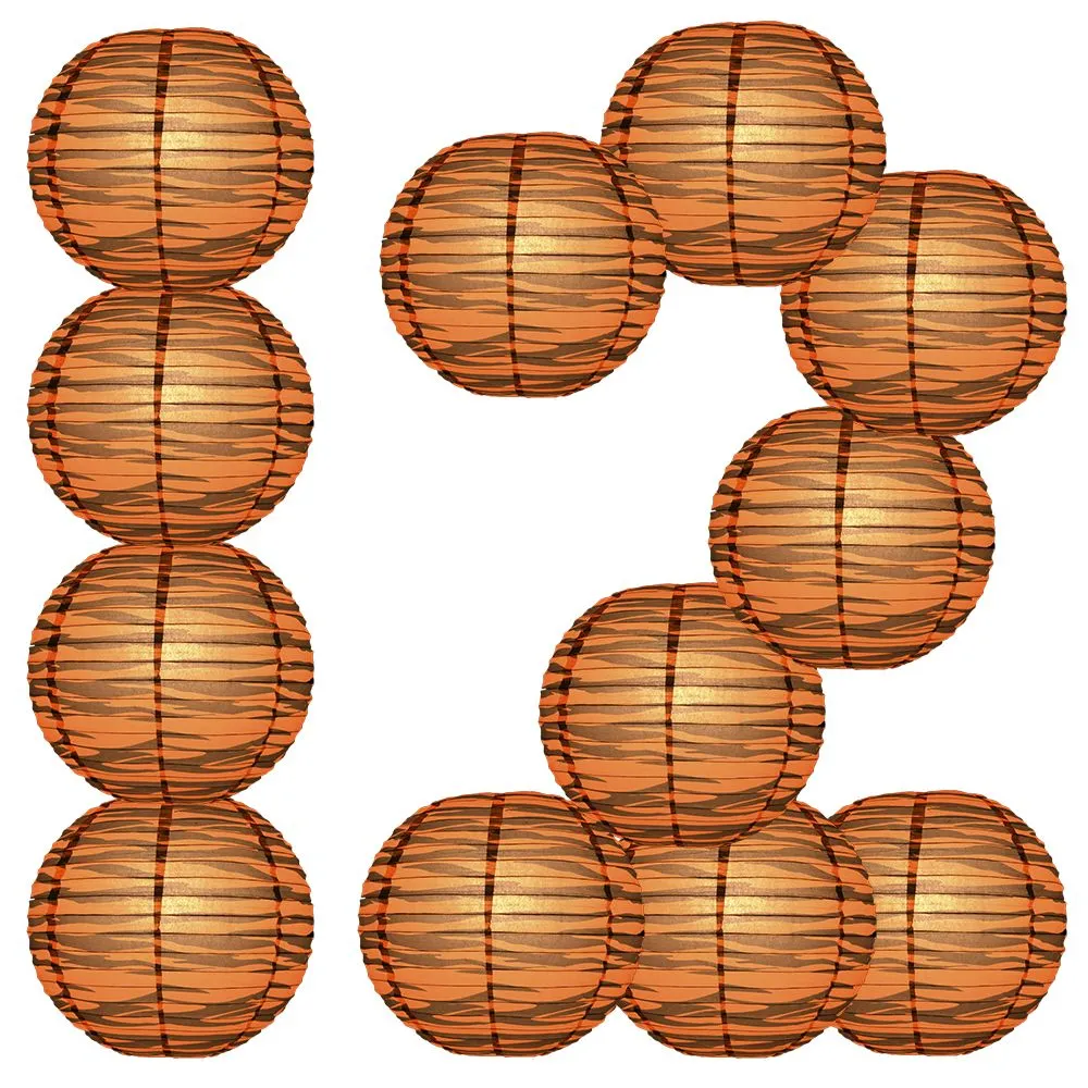 12 PACK | 14" Tiger Print Paper Lantern