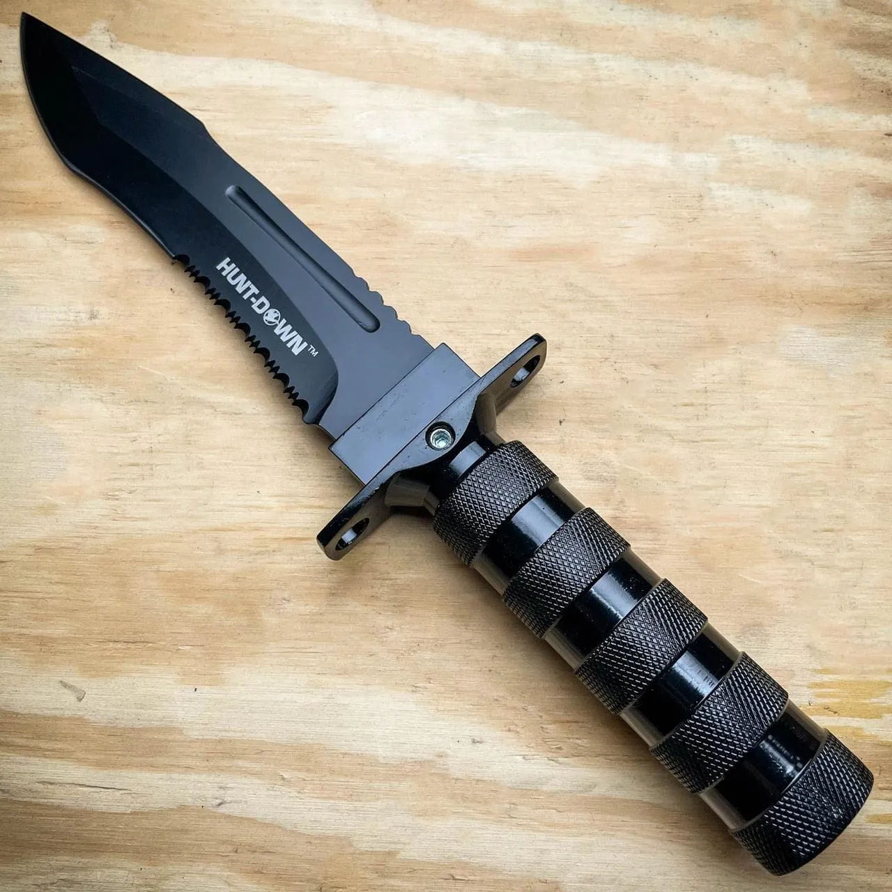 12" Tactical Camping Hunting Rambo Fixed Blade Knife BLACK Bowie   Survival KIT