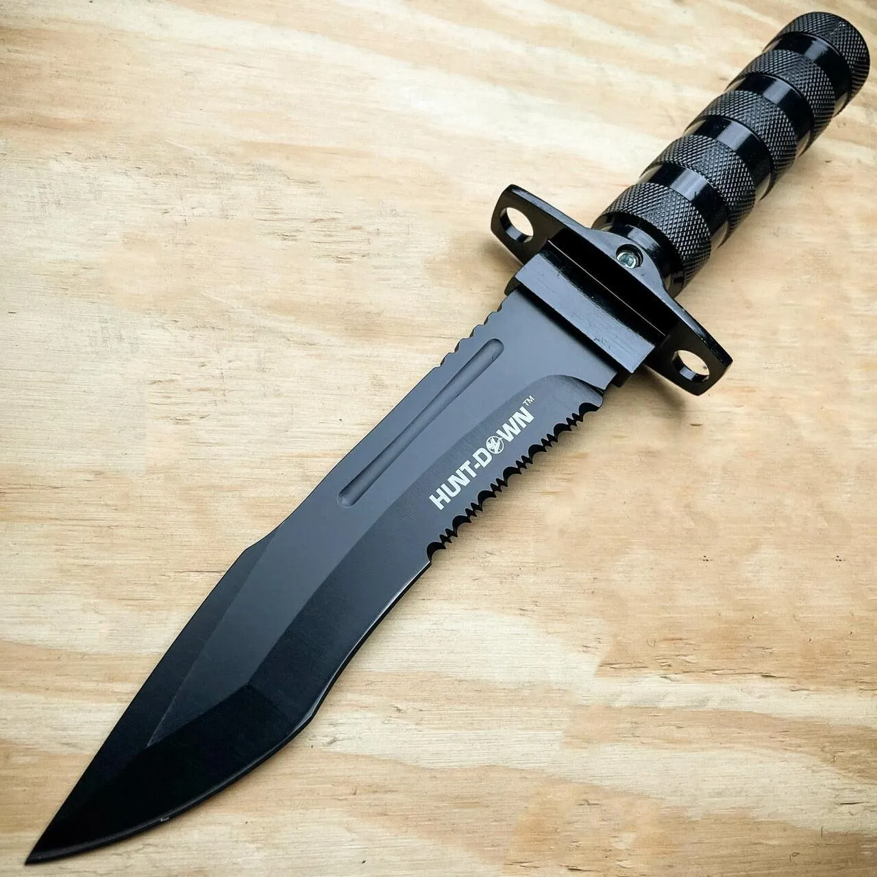 12" Tactical Camping Hunting Rambo Fixed Blade Knife BLACK Bowie   Survival KIT