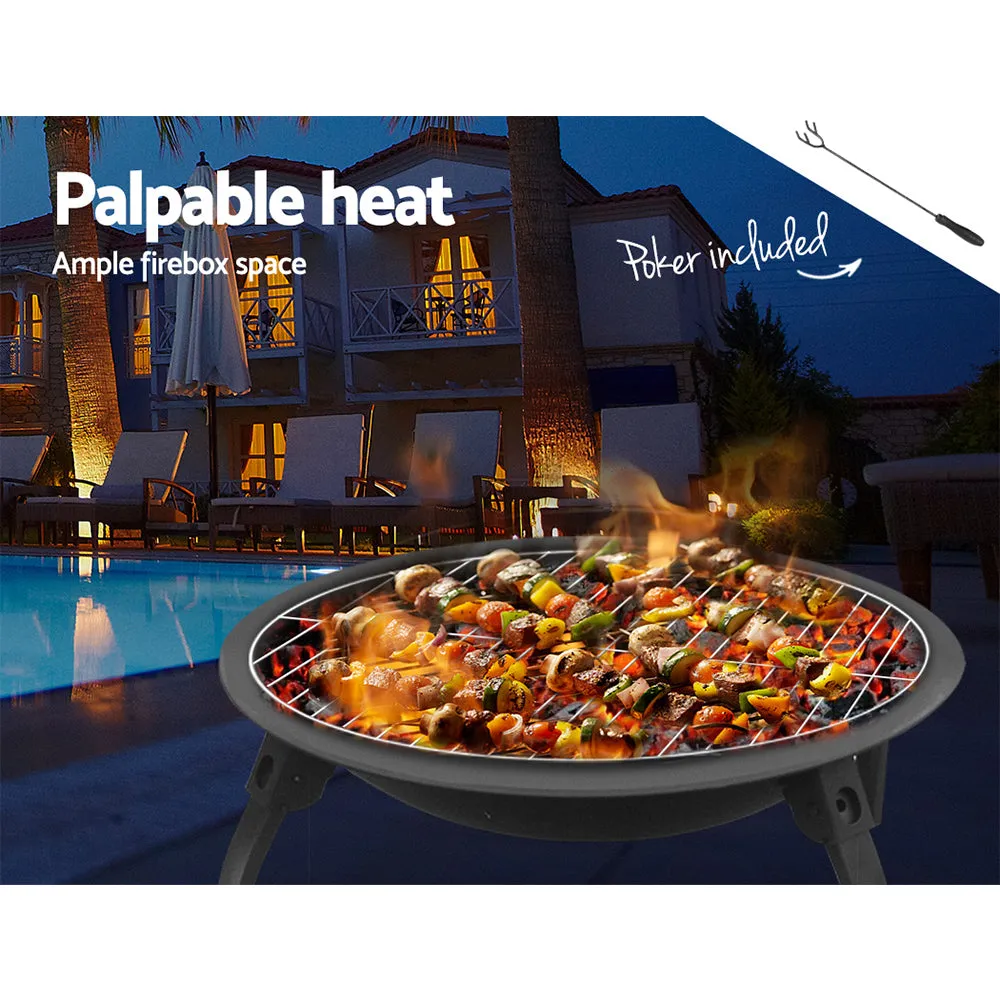 22" Foldable Portable Fire Pit with Grill Plate - [Brand Name]