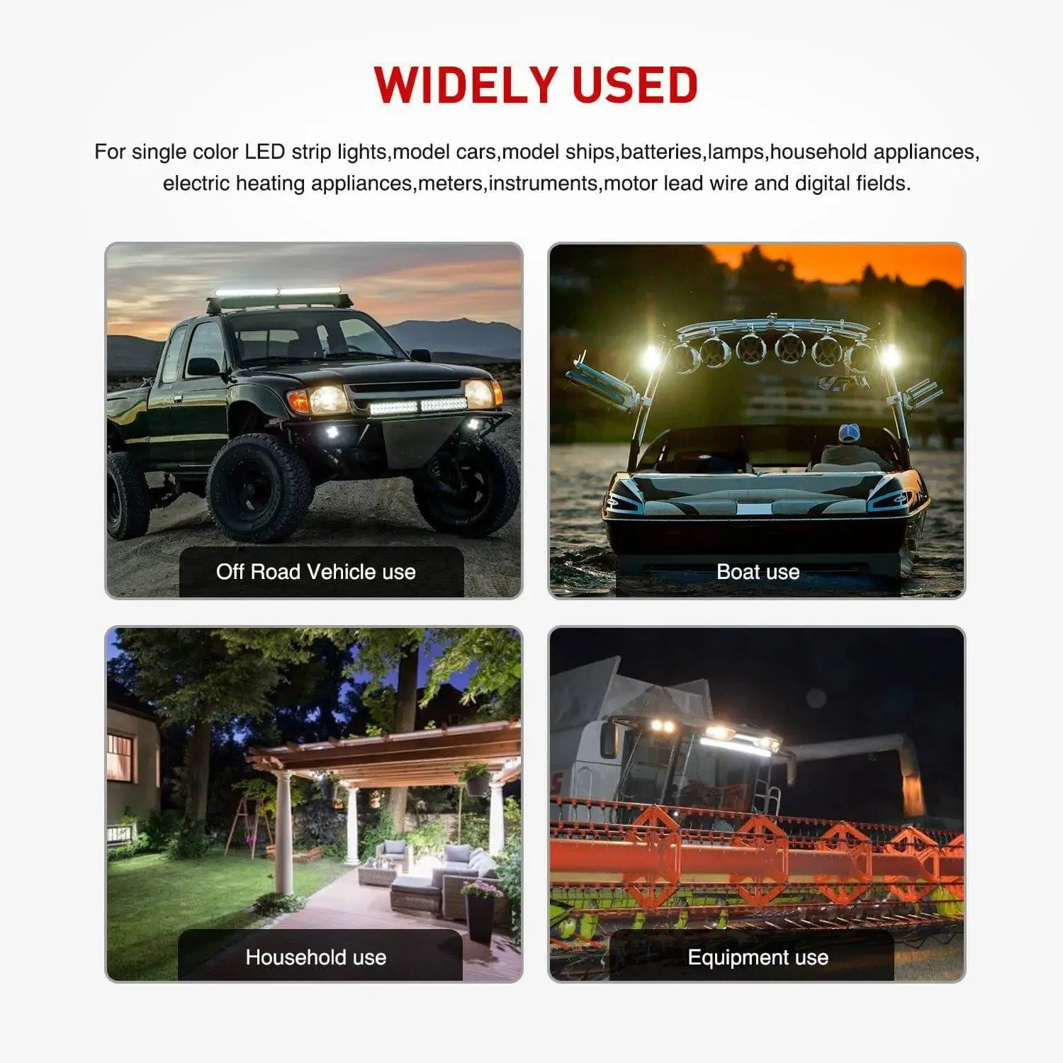2PCS 16AWG 10FT Wire Extension Kit For LED Light Bar/Led Pods/LED Work Light