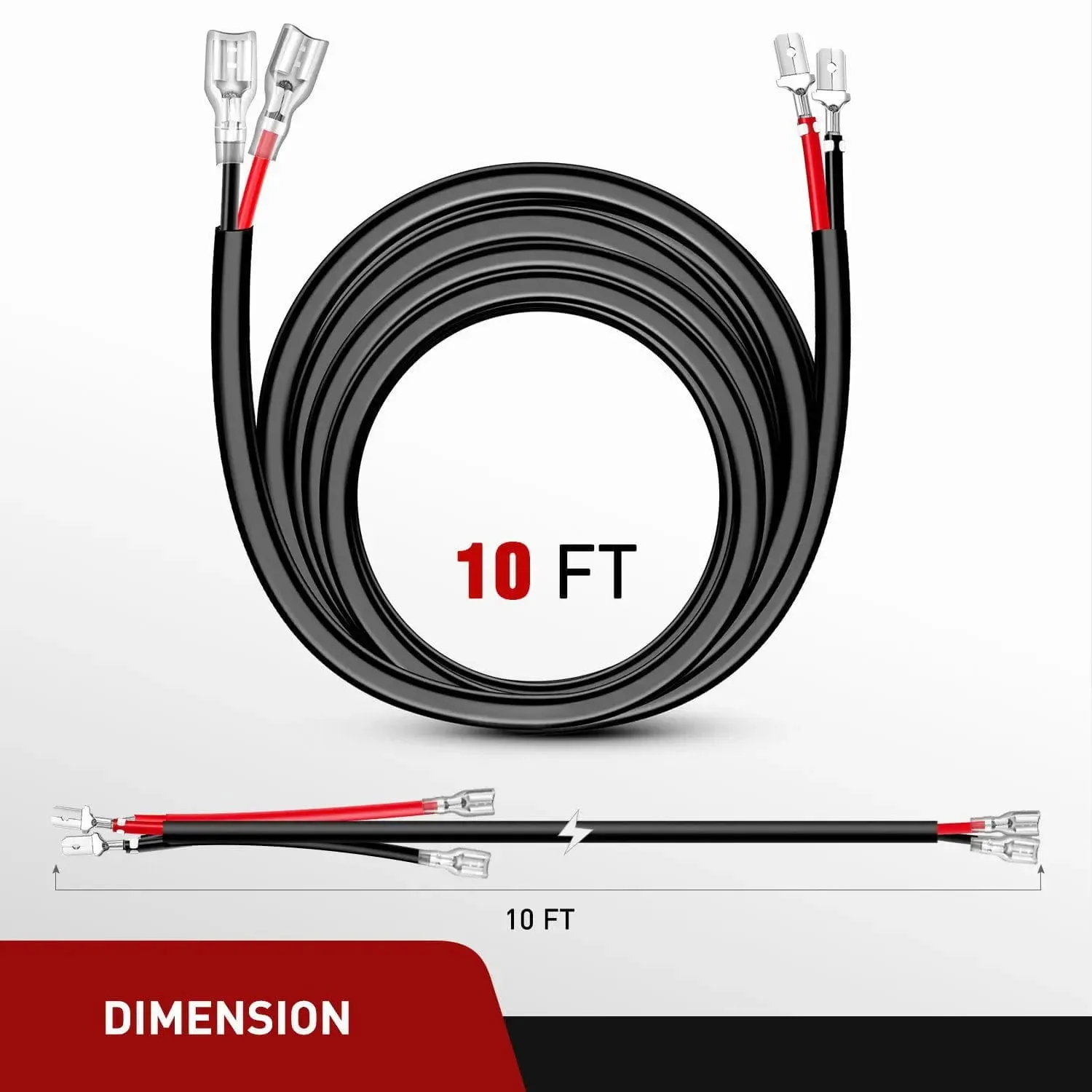 2PCS 16AWG 10FT Wire Extension Kit For LED Light Bar/Led Pods/LED Work Light