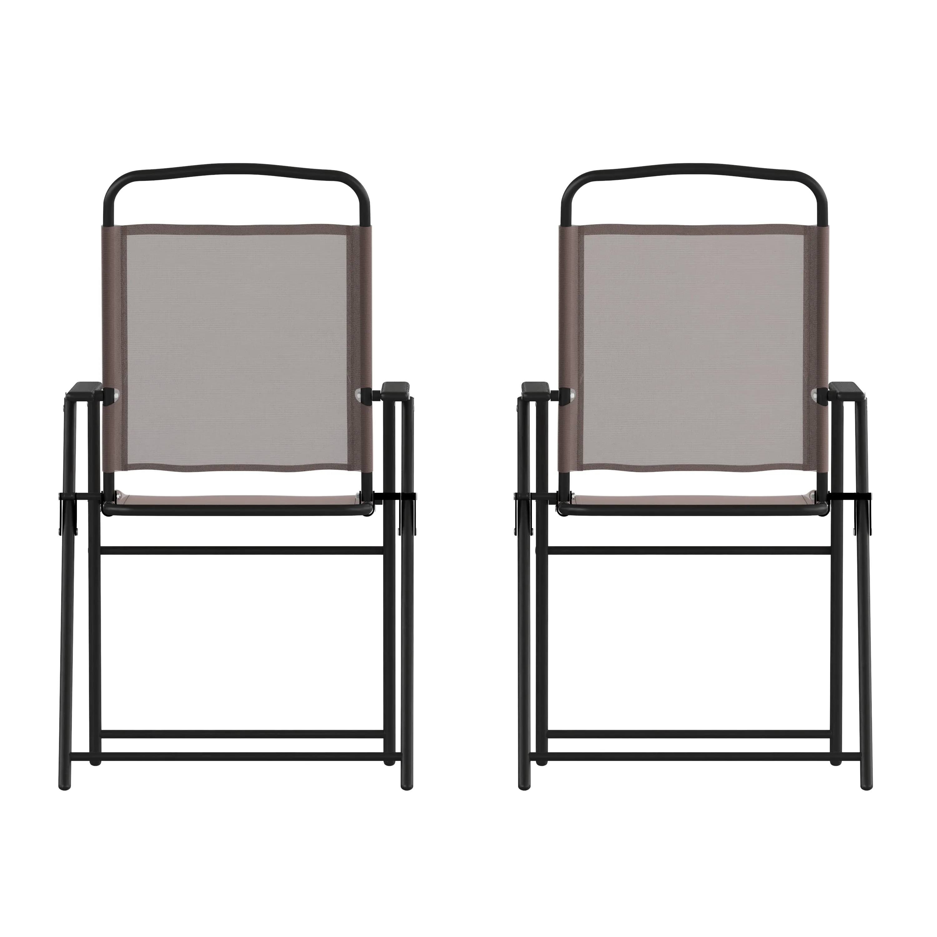 2PK Brown Folding Sling Chairs 2-GM-SC098-BR-GG