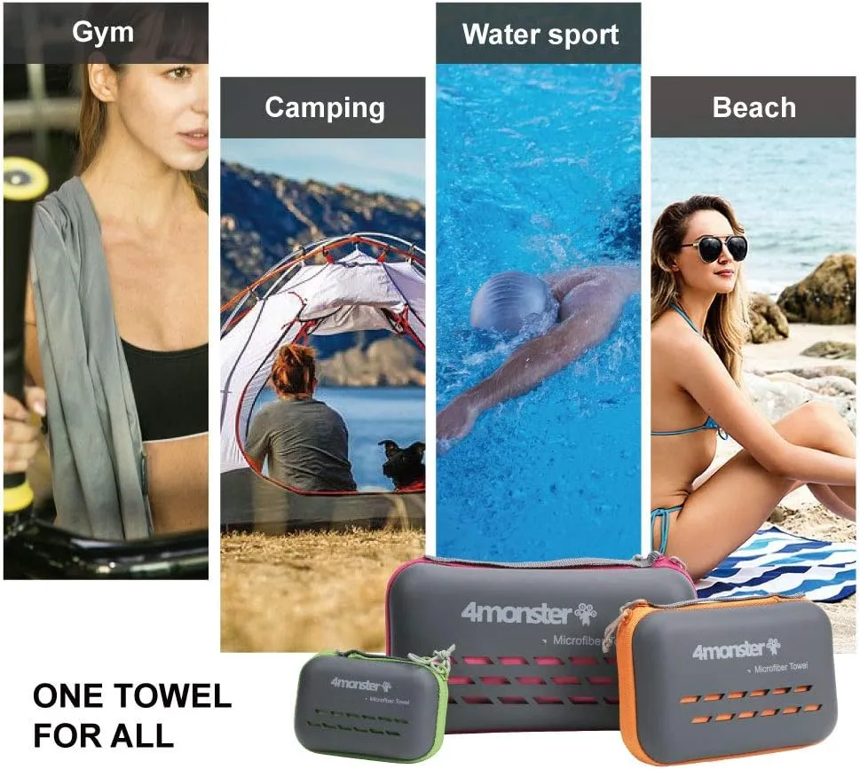 4Monster Camping Towels Super Absorbent, Fast Drying Microfiber Travel Towel, Quick Dry Ultra Soft Compact Gym Towel for Swimming Beach Hiking Yoga Travel Sports Backpack (47.00" x 23.60", Lake-green)