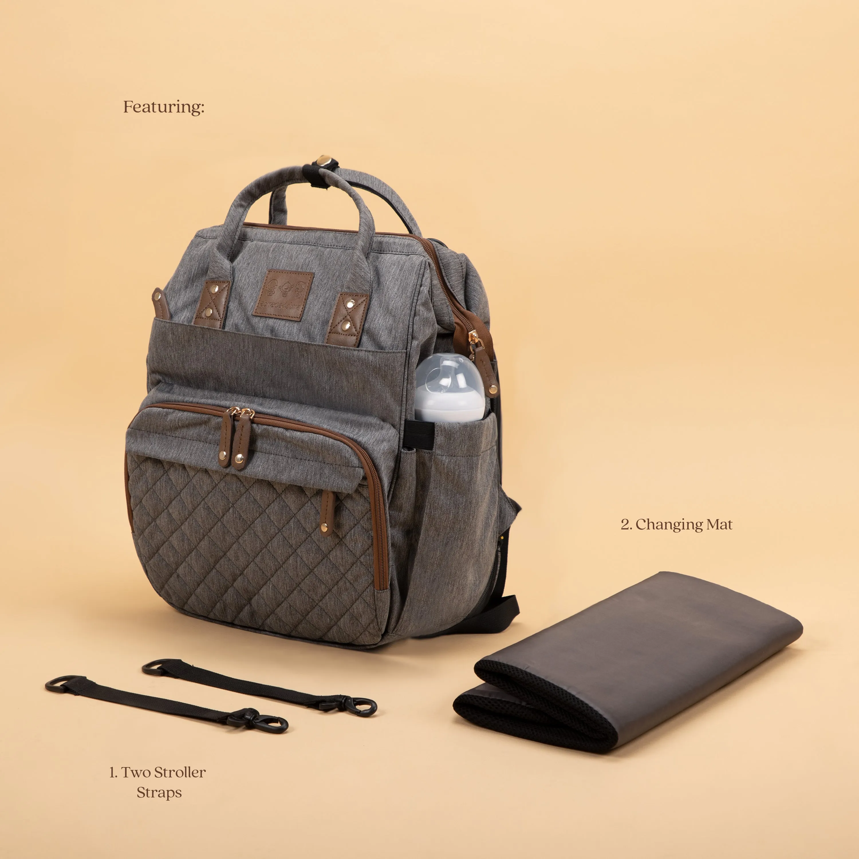 Abracadabra Diaper Bag With Changing Station - Grey