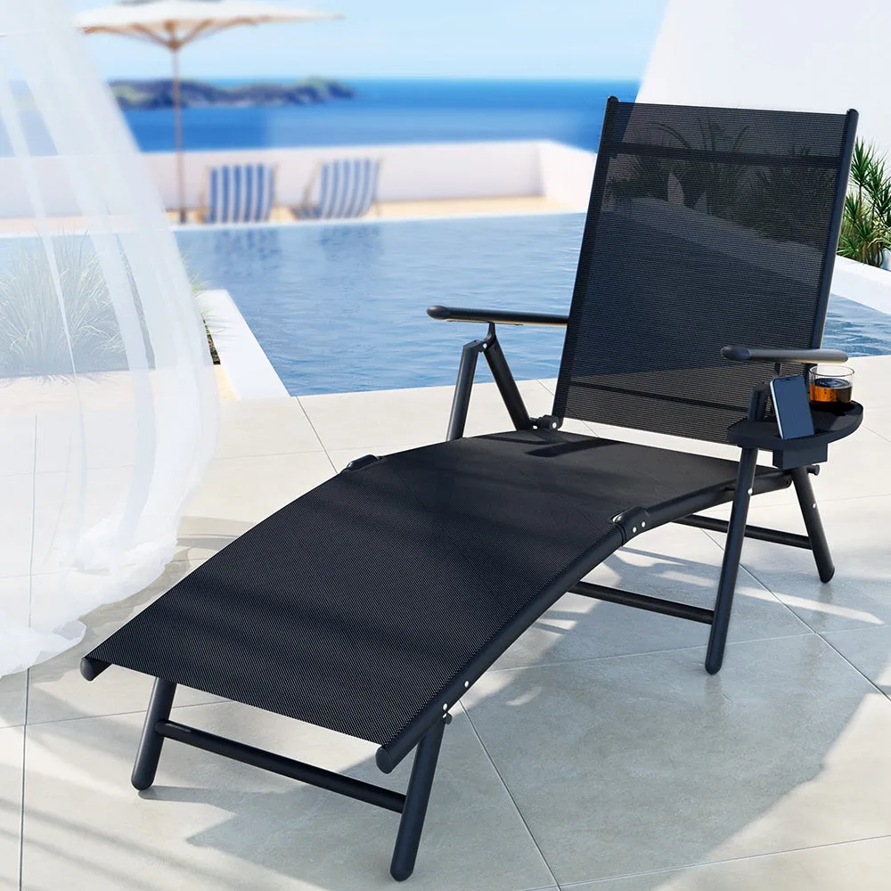 Adjustable Aluminium Sun Lounge Chair, UV-resistant - Gardeon