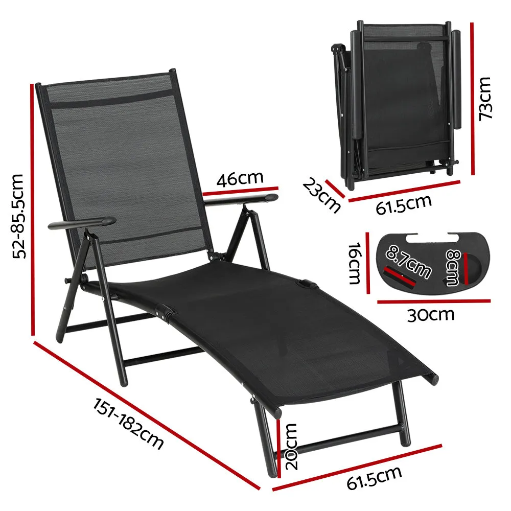 Adjustable Aluminium Sun Lounge Chair, UV-resistant - Gardeon