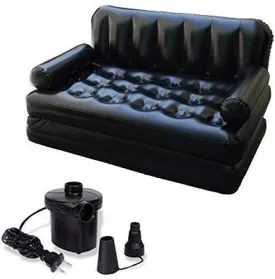 Air Sofa Bed 5 in 1 Inflatable Couch one Sofa 5 uses with Electric Pump (Black)