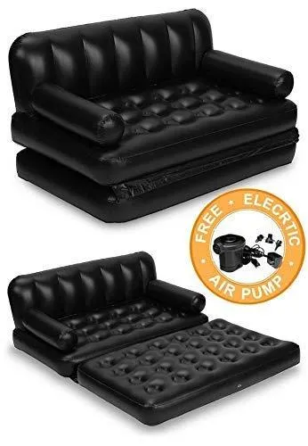 Air Sofa Bed 5 in 1 Inflatable Couch one Sofa 5 uses with Electric Pump (Black)