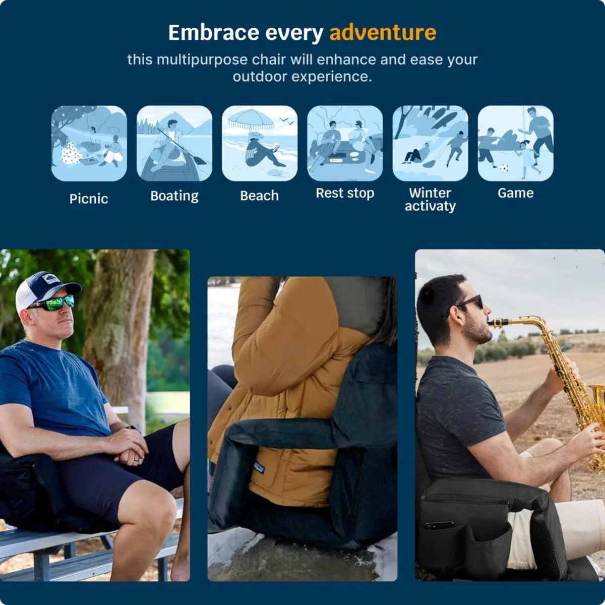 Alpcour Reclining Stadium Seat with Armrests and Side Pockets - X-Wide