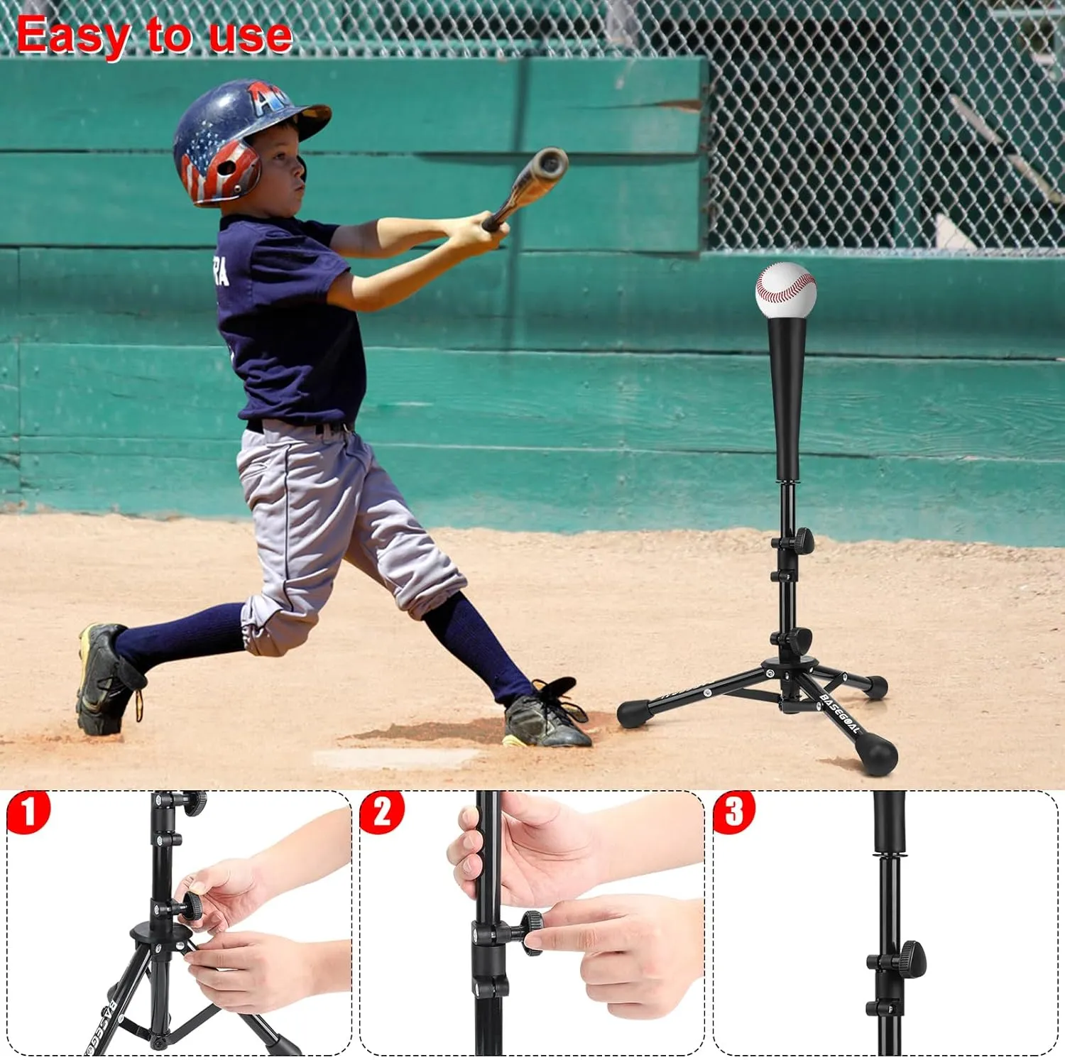 Baseball Tee for Kids,Batting Tee,Softball Tee,Youth Hitting Tee,Teeball Tee,Travel Tee,Easy Adjustable Height