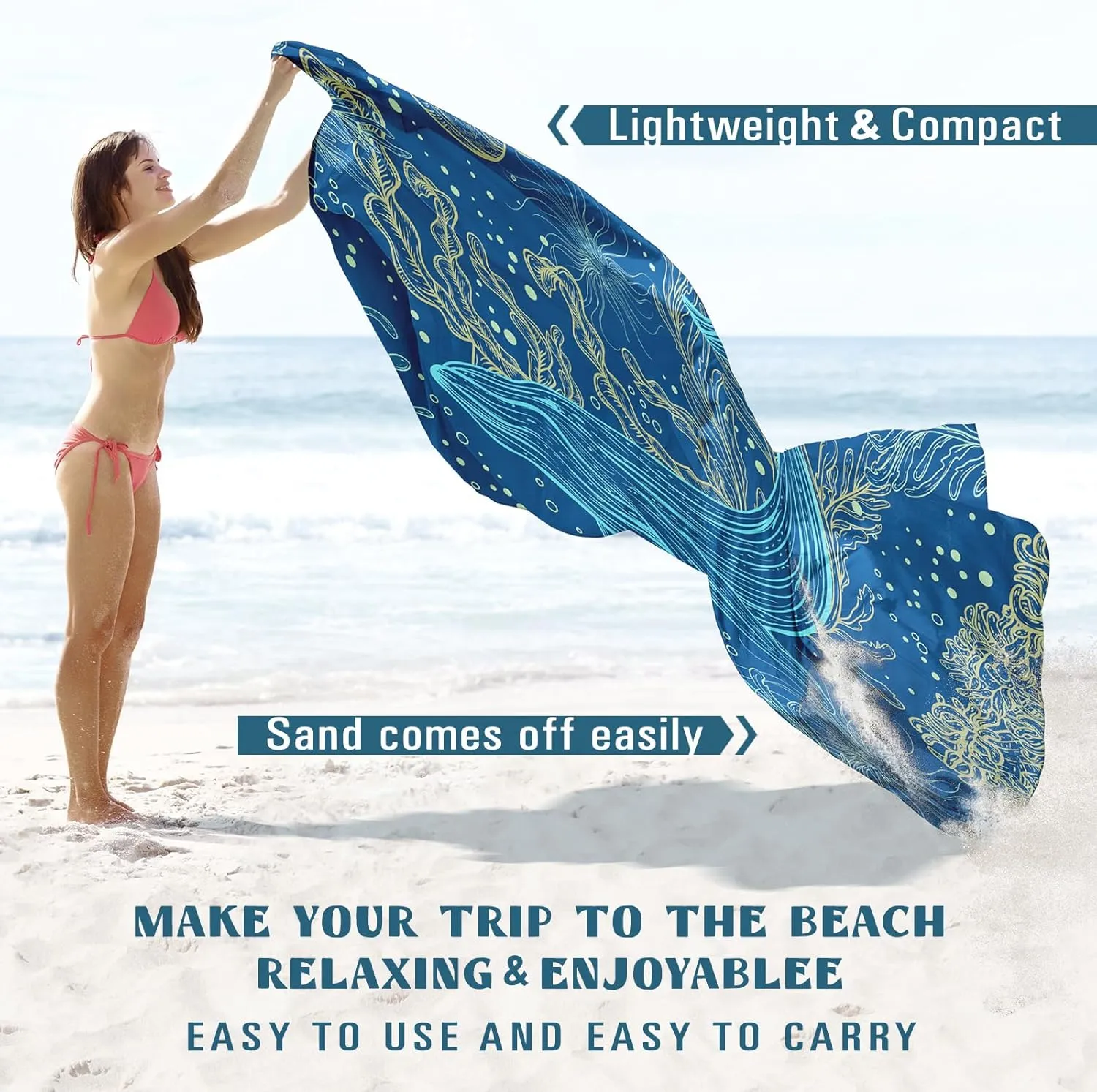 Beach Blanket Sandproof Waterproof 78''81''1-5Adults Oversized,Compact Lightweight Durable Beach Mat for Travel Camping Hiking Picnic Blanket