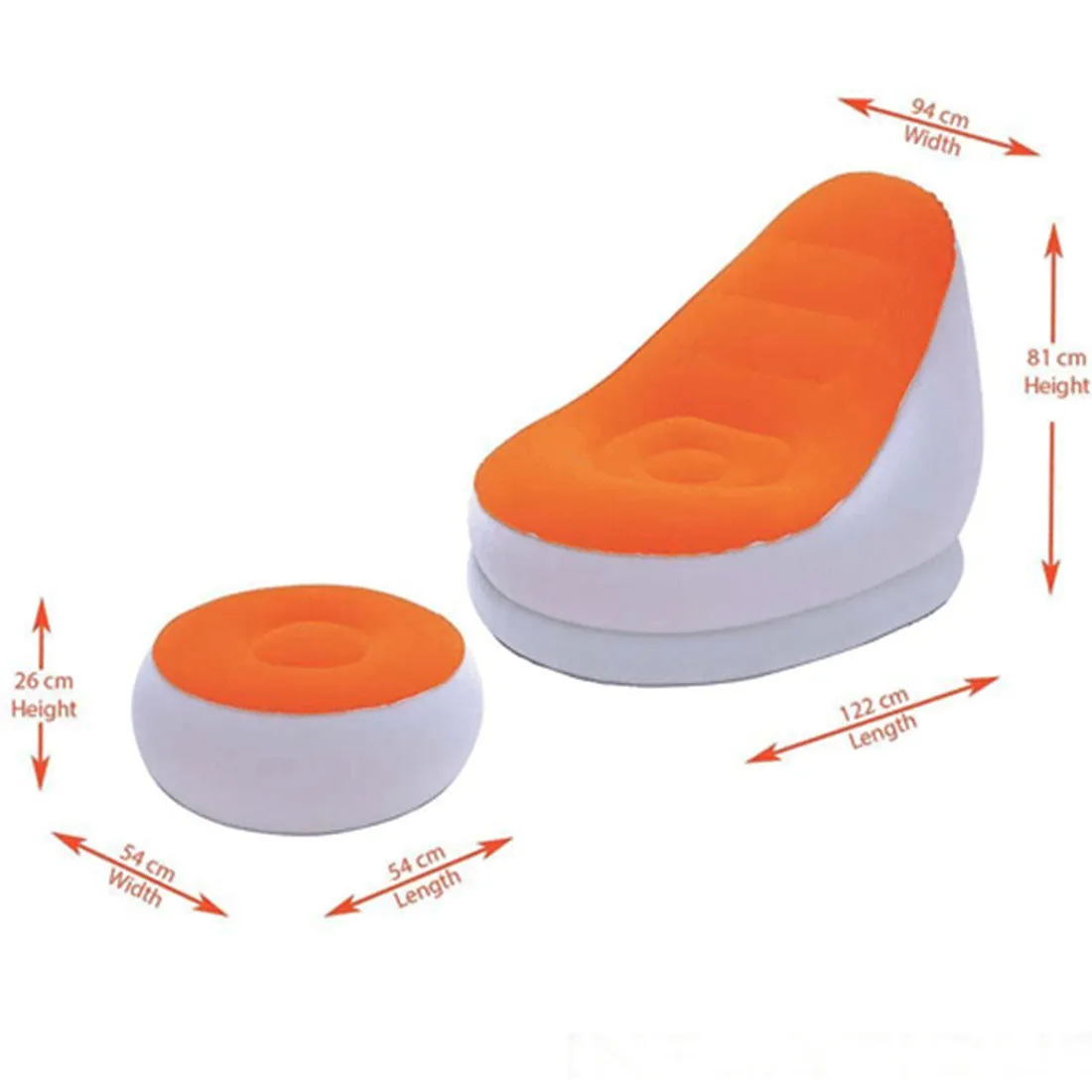 Bestway Inflatable Cruiser Air Chair w Ottoman Outdoor - orange