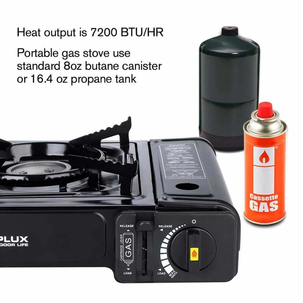 Camplux Dual Fuel (Propane & Butane) Portable Outdoor Camping Stove, Single Burner With Carrying Case - Blue
