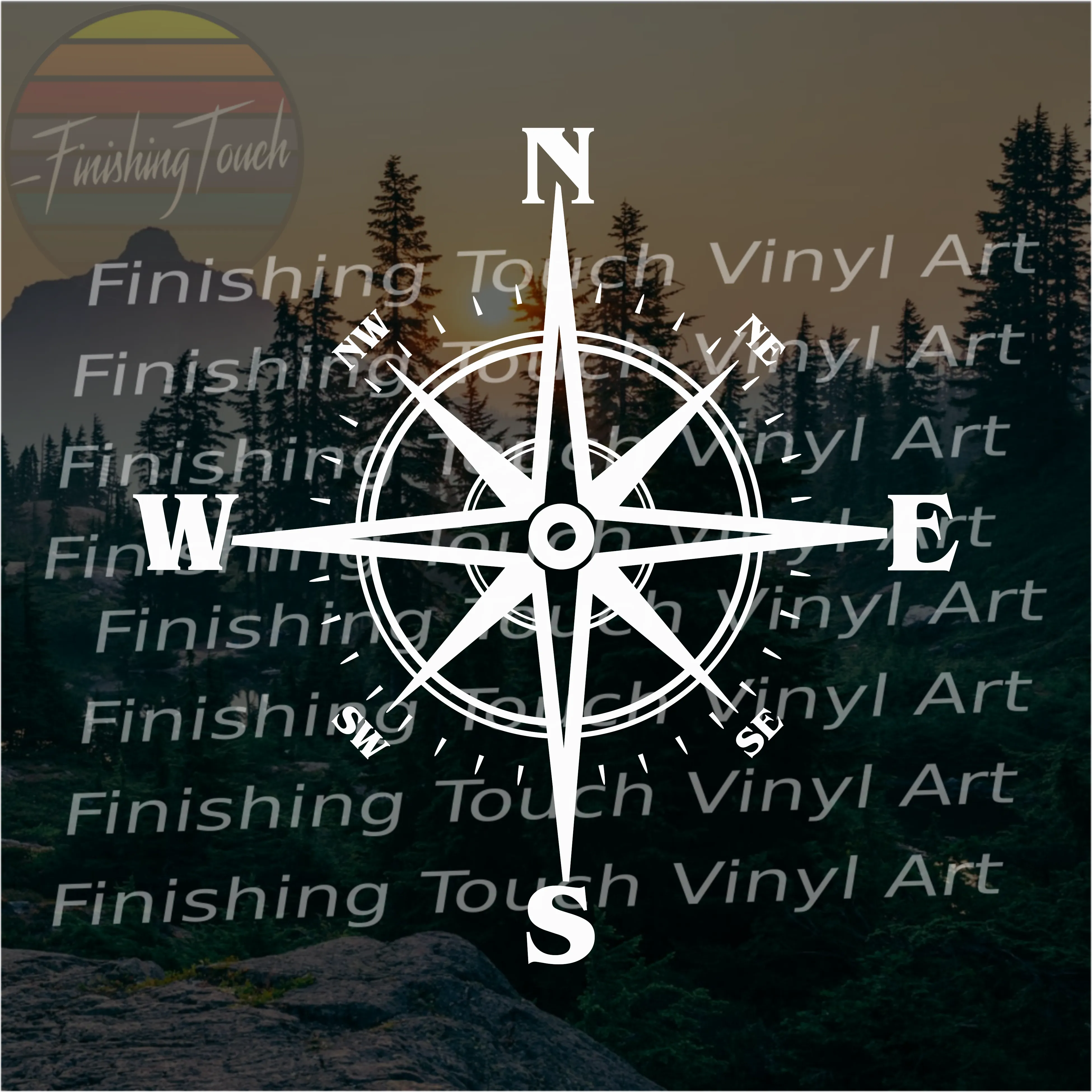 Compass Rose Light Rays With Cardinal Directions