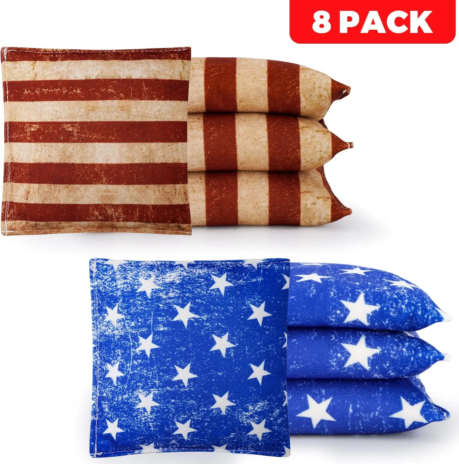 Cornhole Bags Set of 8, Bean Bags for Cornhole Game, Weather Resistant Corn Hole Bags, Waterproof Outdoor Backyard Tailgate Party Games, Includes Durable Carry Case