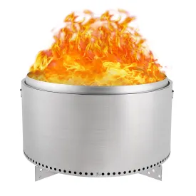 cozy 20.5 Inch SmokelessPit forWood Burning, Portable Stainless Steel Camping Stove withand Unique RemovablePan Design, H: 11.5 in, 18.7 lbs - Ideal for Camping