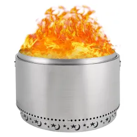 essential 20.5 Inch SmokelessPit forWood Burning, Portable Stainless Steel Camping Stove withand Unique RemovablePan Design, H: 11.5 in, 18.7 lbs - Ideal for Camping
