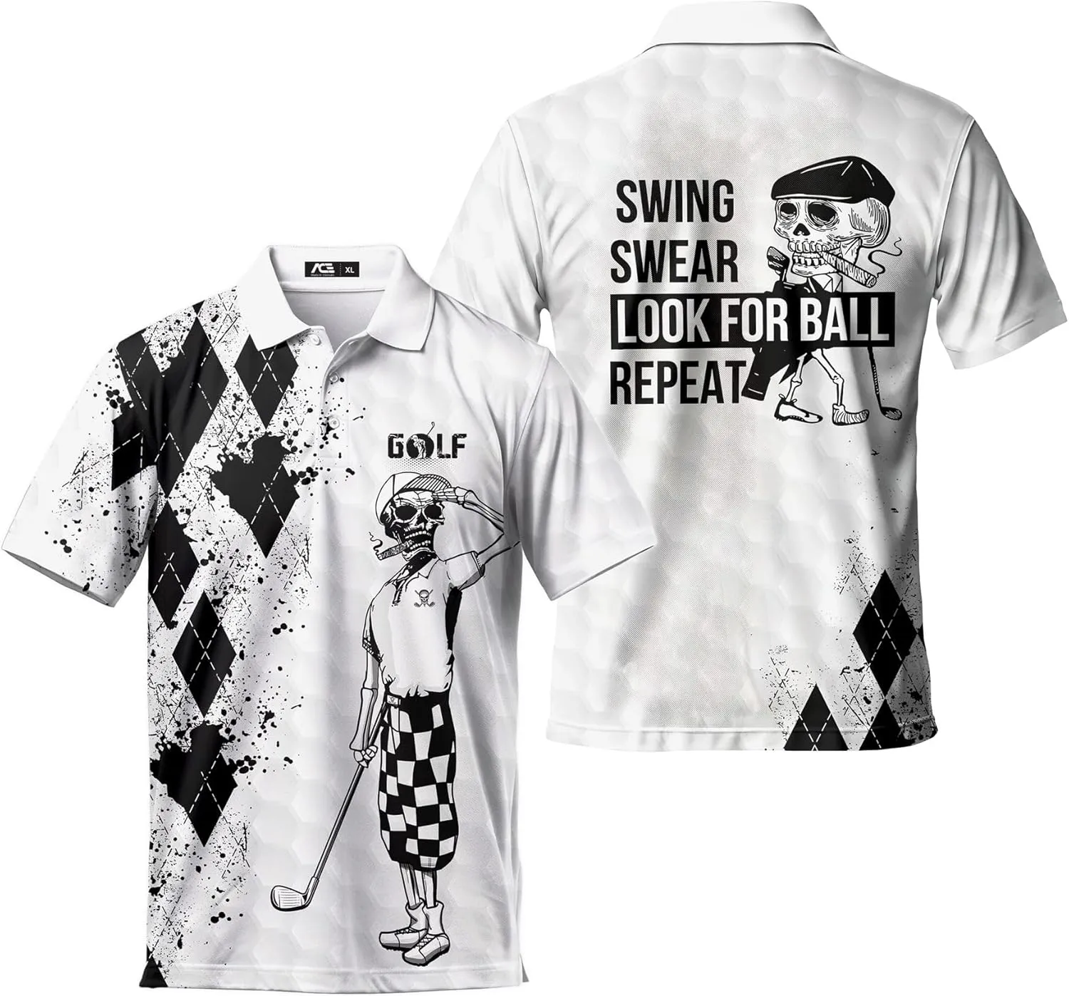 Funny Golf Shirts for Men, Hawaiian Polo Shirts for Men Unisex Casual Shirt Mens Polo Shirts Short Sleeve