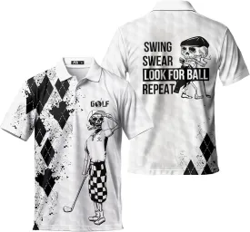 Funny Golf Shirts for Men, Hawaiian Polo Shirts for Men Unisex Casual Shirt Mens Polo Shirts Short Sleeve