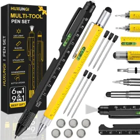Gifts for Men,Multi Tool Pen Set Dad Gifts from Daughter Son, 9 in 1 Multitool Pen with Ruler Level Ballpoint Pen Multitool, Birthday Gift Men Stocking Stuffers for Adults Teen