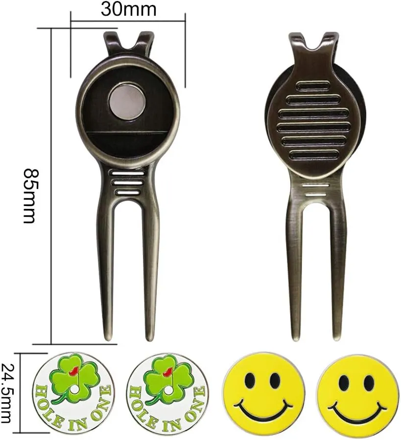 Golf Divot Repair Tool with Ball Marker, A Unique and Multi-Functional Golf Accessory, Nickel