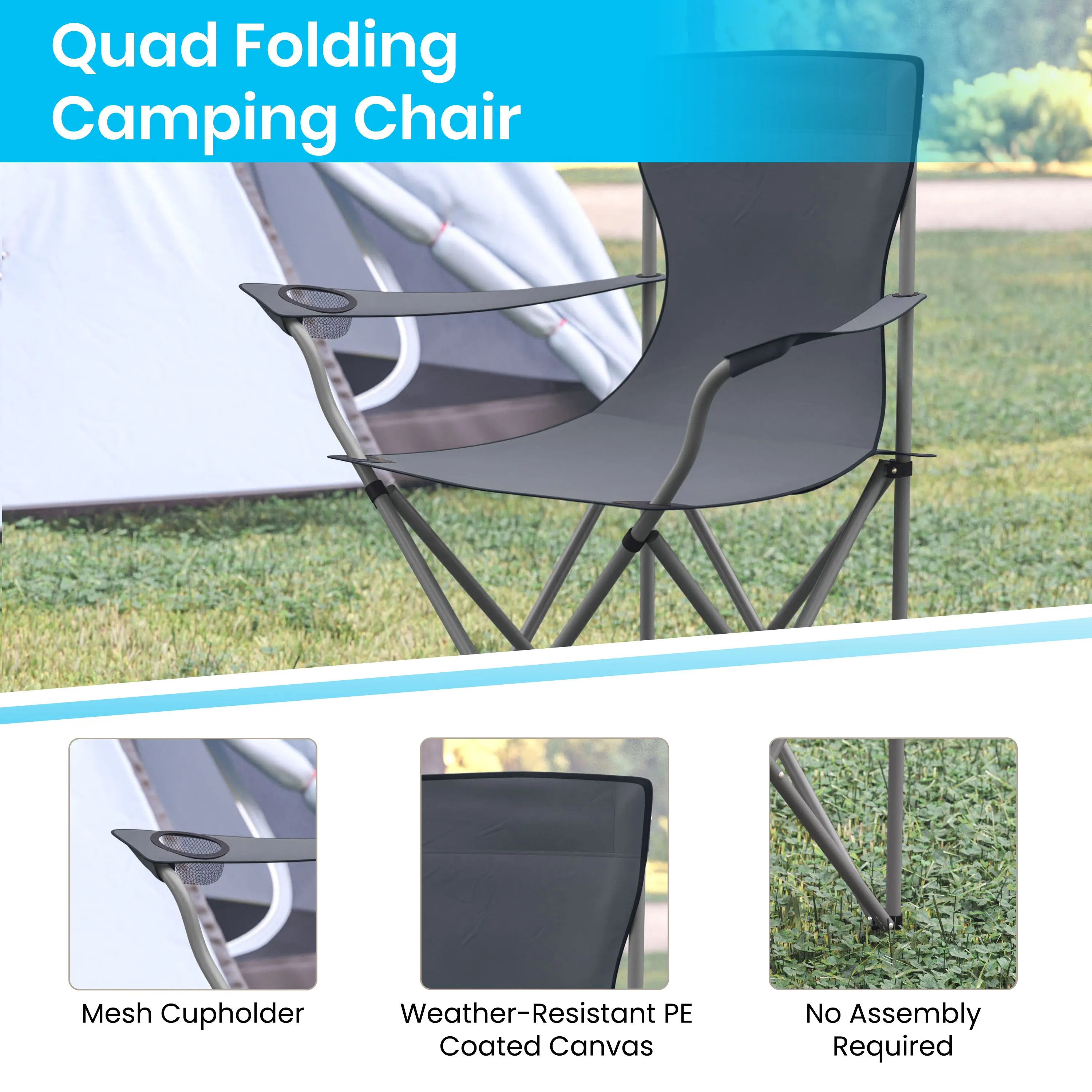 Gray Folding Camping Chair JJ-CC303-GY-GG