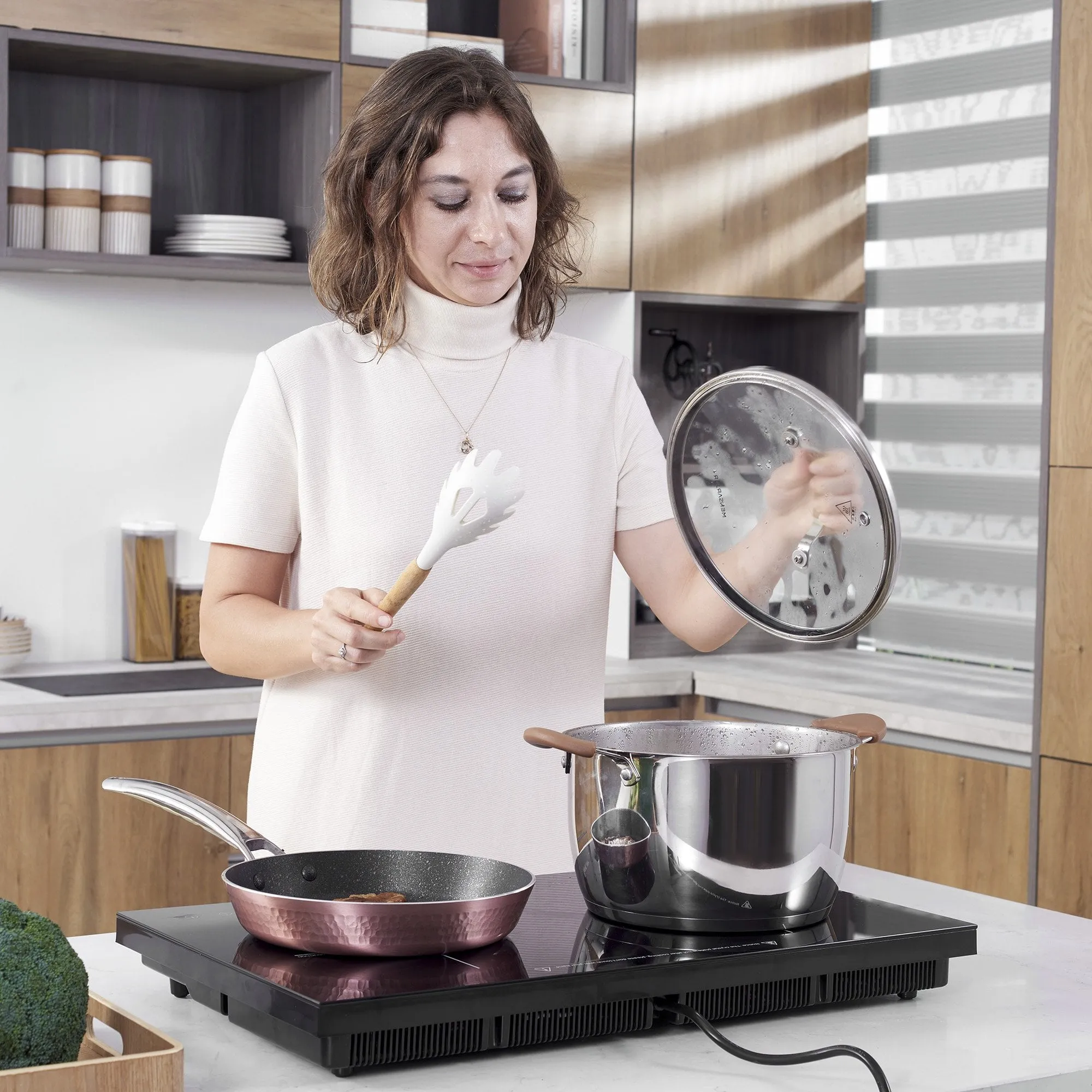 HOMCOM Portable Induction Hob Double Induction Cooker 2800W Twin Hot Plate Electric Cooktop with 8 Power & Temperature Levels 4H Timer Child Lock Sensor Touch LED Display Crystal Glass w/