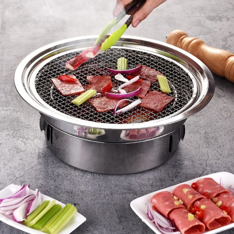 Household Stainless Steel Charcoal Barbecue Stove Outdoor Camping Portable Charcoal Stove Set, Size: 40cm(Stove Body   BBQ Net)