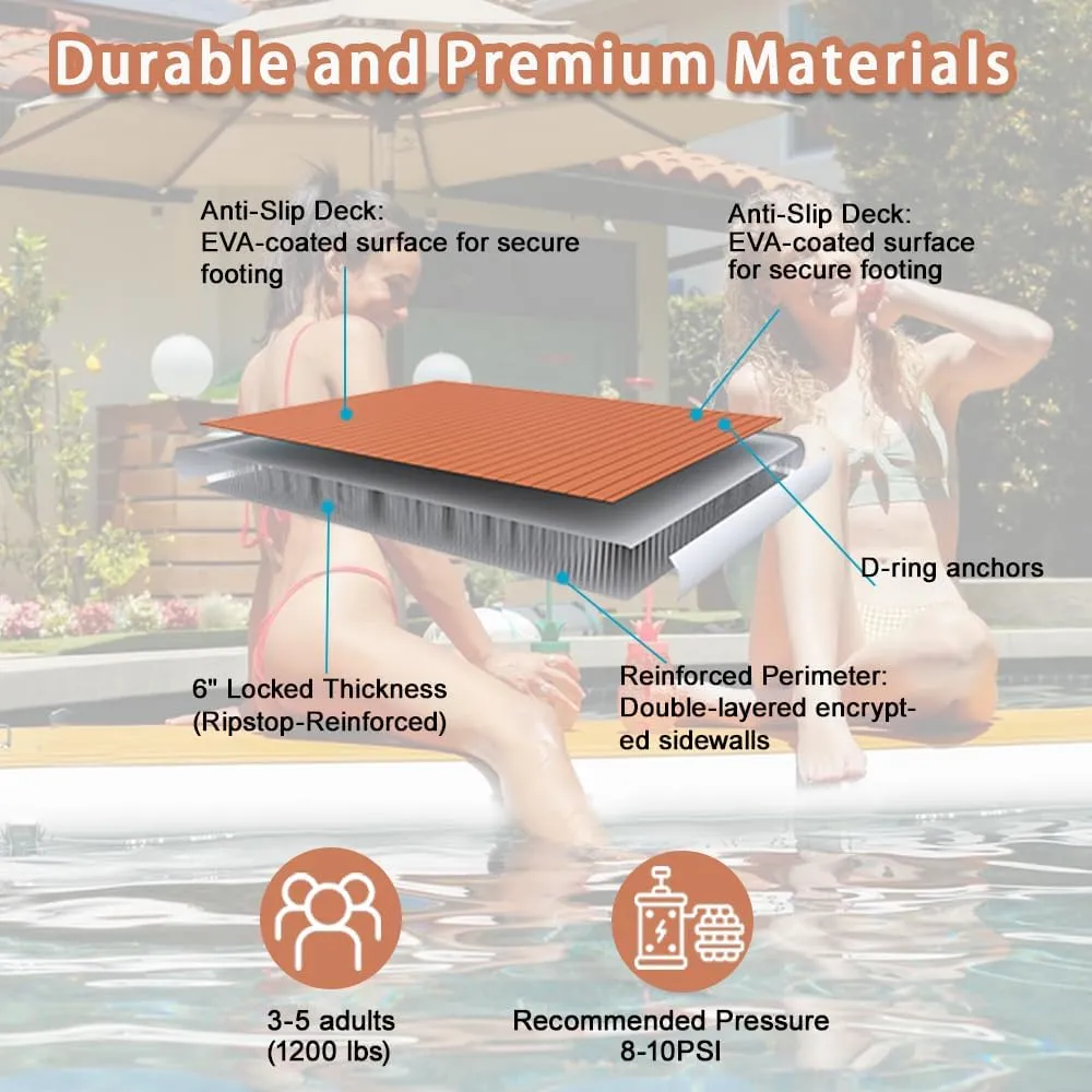 Inflatable Gangway for Yachts Portable, Durable, and Space-Saving Boarding Solution with Non-Slip Surface, Stainless Steel D-Rings