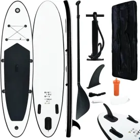 Inflatable Stand Up Paddle Board Set for Enhanced Adventures, Comfortable and Stable for Learning and Recreation, Black and White