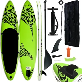 Inflatable Stand Up Paddleboard Set with Accessories, for Learning and Recreational Paddling, 120.1" x 29.9" x 5.9", Green