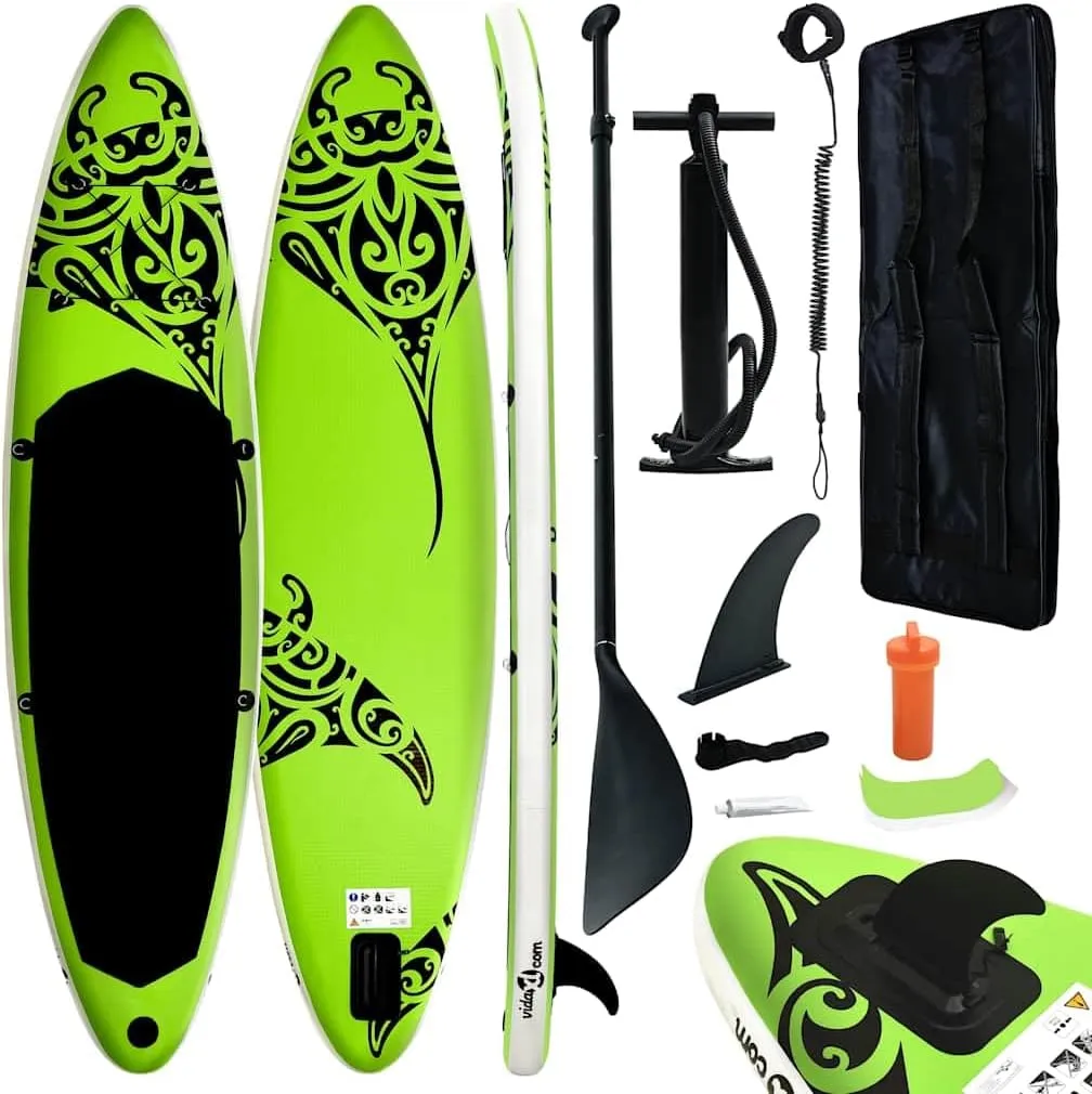 Inflatable Stand Up Paddleboard Set with Accessories, for Learning and Recreational Paddling, 120.1" x 29.9" x 5.9", Green