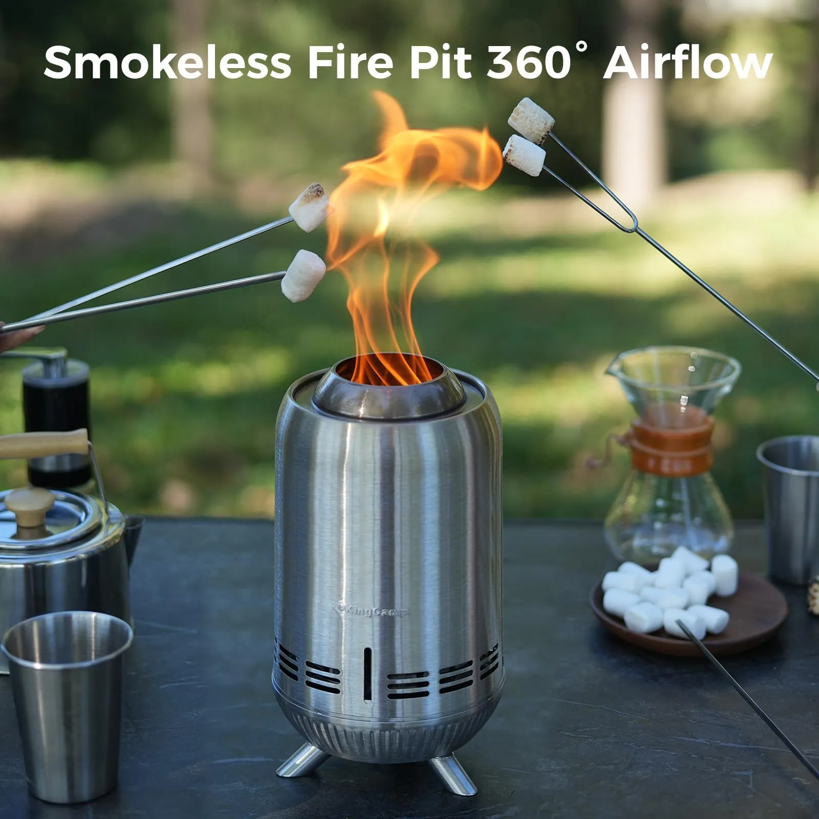 KingCamp TORNADO Smokeless Tabletop Stainless Steel Fire Pit