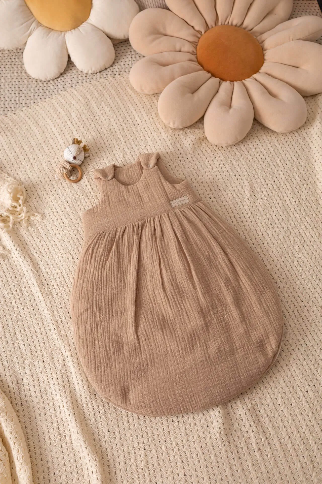 LinenLook Muslin Baby Sleeping Bag - 1.5 TOG - Cappuccino - 0-6 months