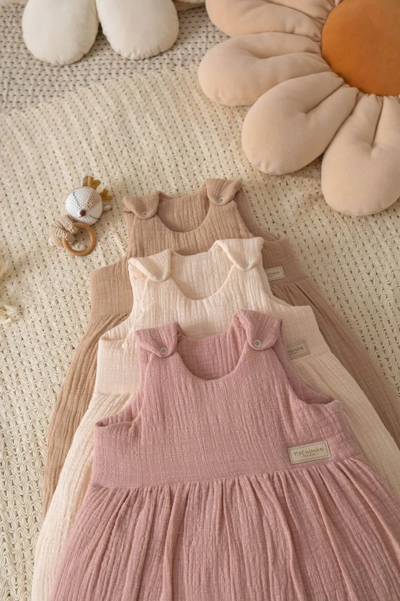 LinenLook Muslin Baby Sleeping Bag - 1.5 TOG - Cappuccino - 0-6 months