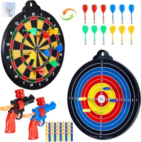 Magnetic Dart Board - 12Magnetic Darts 12Sticky Balls Or 2 Toy Gun 40 Foam Dart,Fun for Family Game and Party with Friends, Christmas Birthday Gifts Toys for 3-12 Year Old Boys