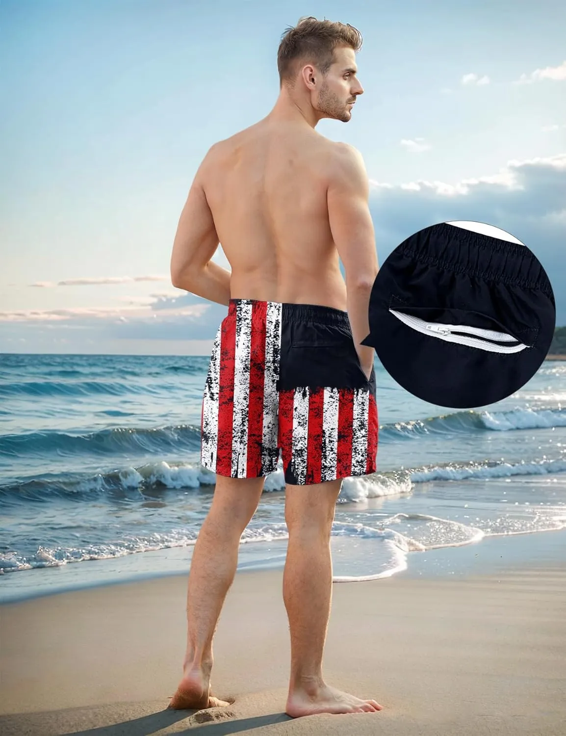 Men Swim Trunks 5.5 Inch Board Shorts 2 in 1 Swimwear with Compression Liner
