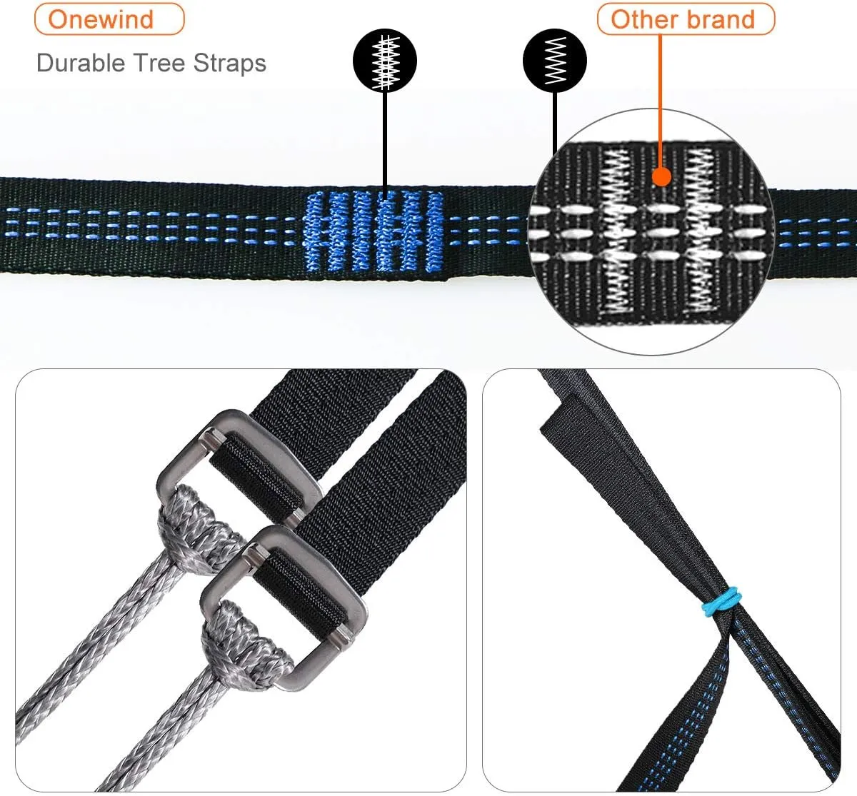 Onewind 2 * 10Ft Hammock Straps Set, Hammock Straps for Trees Heavy Duty Tree-Friendly Straps Hanging Kit with Cinch Buckle 1 Inch Wide 1500 LBS Durable Lightweight No-Stretch and Easy to Set Up