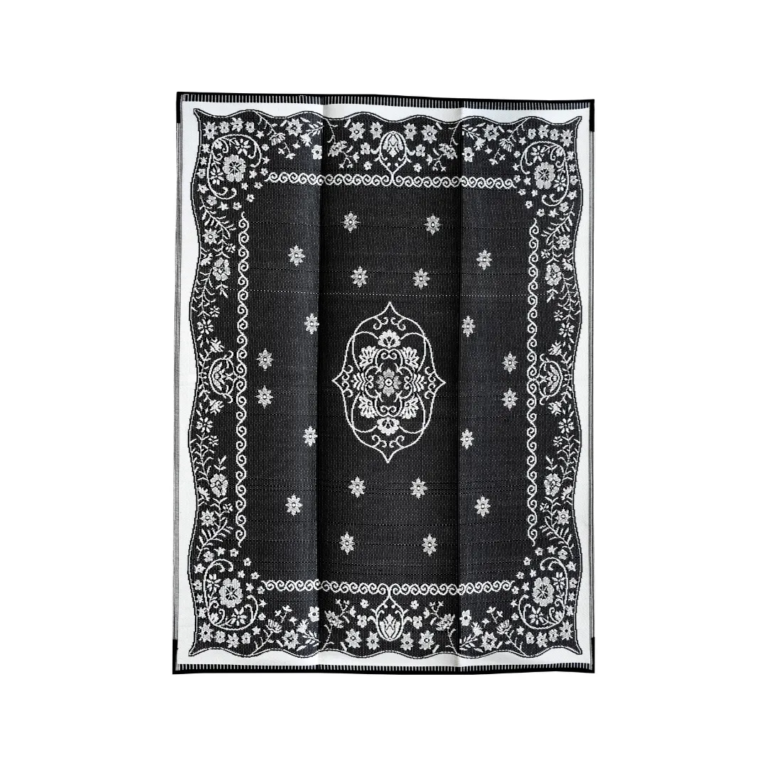 Oriental Black & White Traditional Foldable Waterproof Large Camping Mat - 270x360 CM