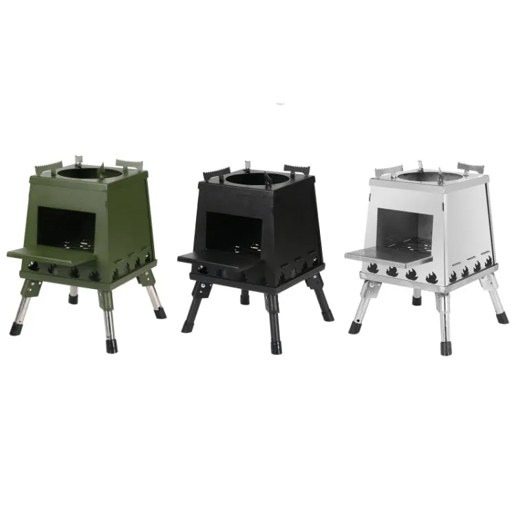 Outdoor Camping Folding Portable Barbecue Wood Stove, Size: Small (Green)