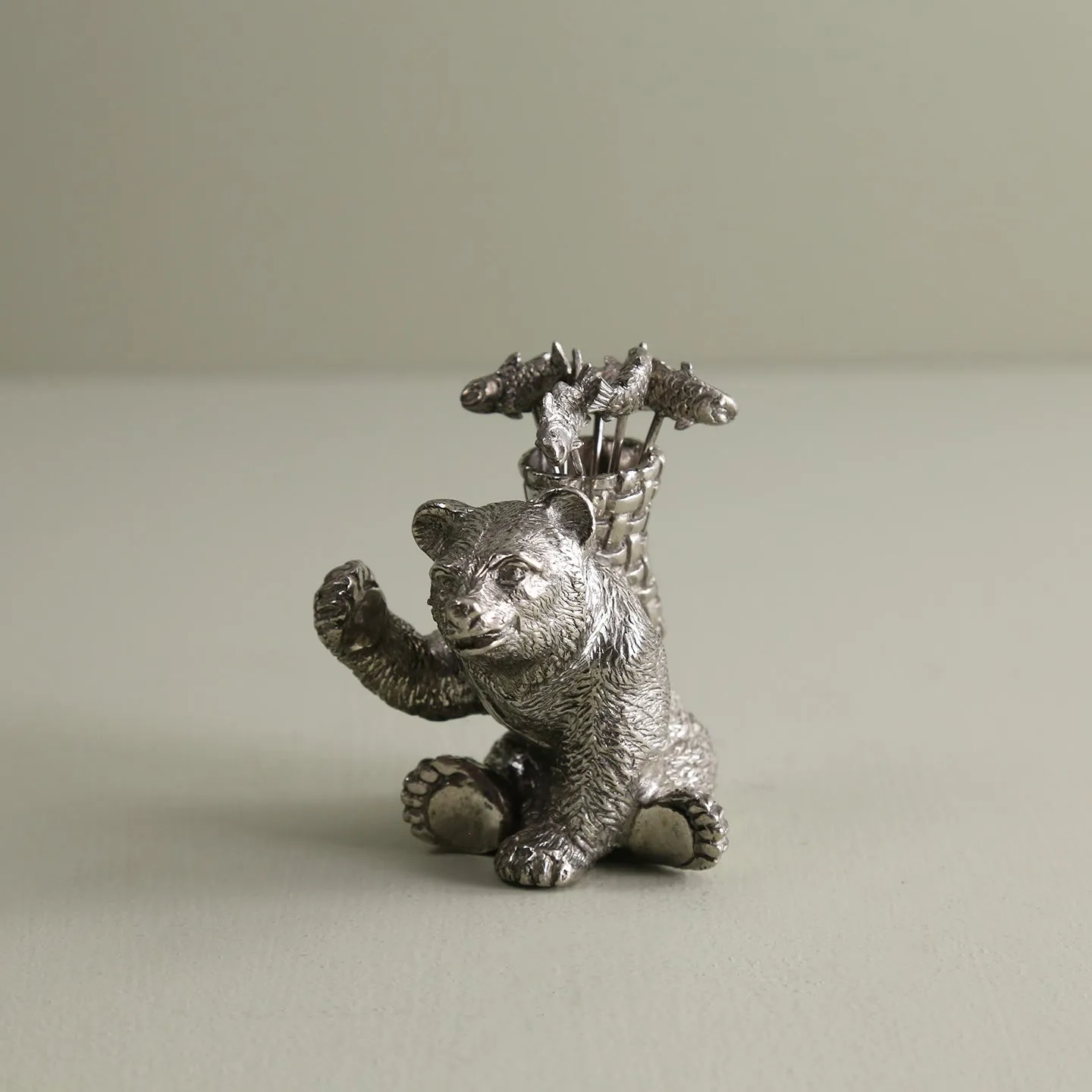 Pewter Cheese Picks Set / Camping Bear