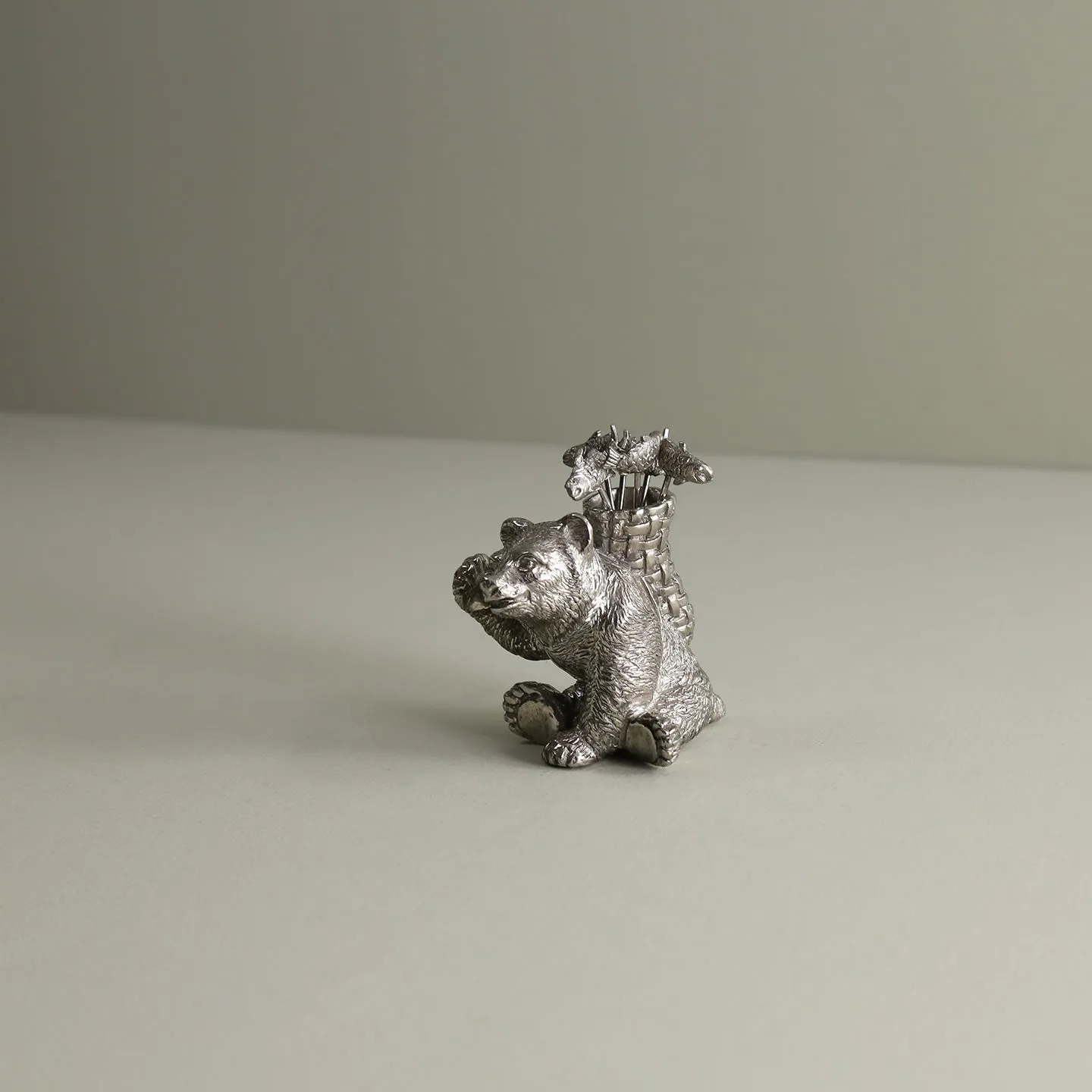 Pewter Cheese Picks Set / Camping Bear