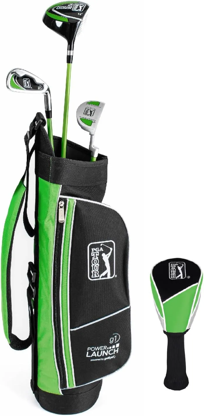 PGA TOUR Youth Golf Club Set  Ages 3-5 (36-41) and 5-8 (41 - 4'8") Right and Left Handed Beginner Junior Golf Clubs with Lightweight Golf Bag, Mallet Putter, Driver by Golfgen