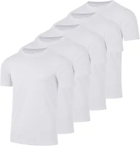 Real Essentials 5 Pack: Youth Dry-Fit Wicking Active Athletic Performance Short Sleeve T-Shirt Boys & Girls Shirts