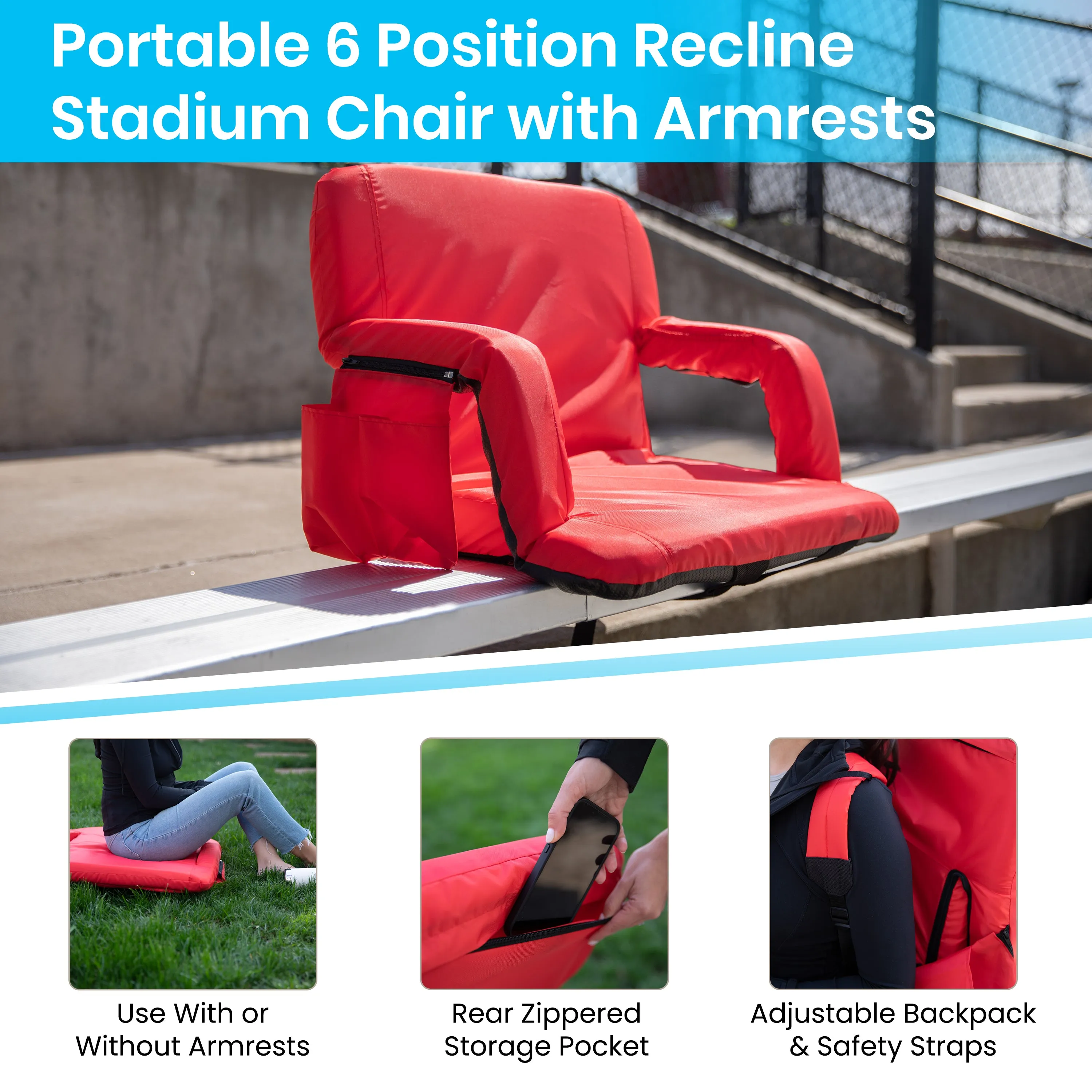 Red Reclining Stadium Chair FV-FA090L-RD-GG