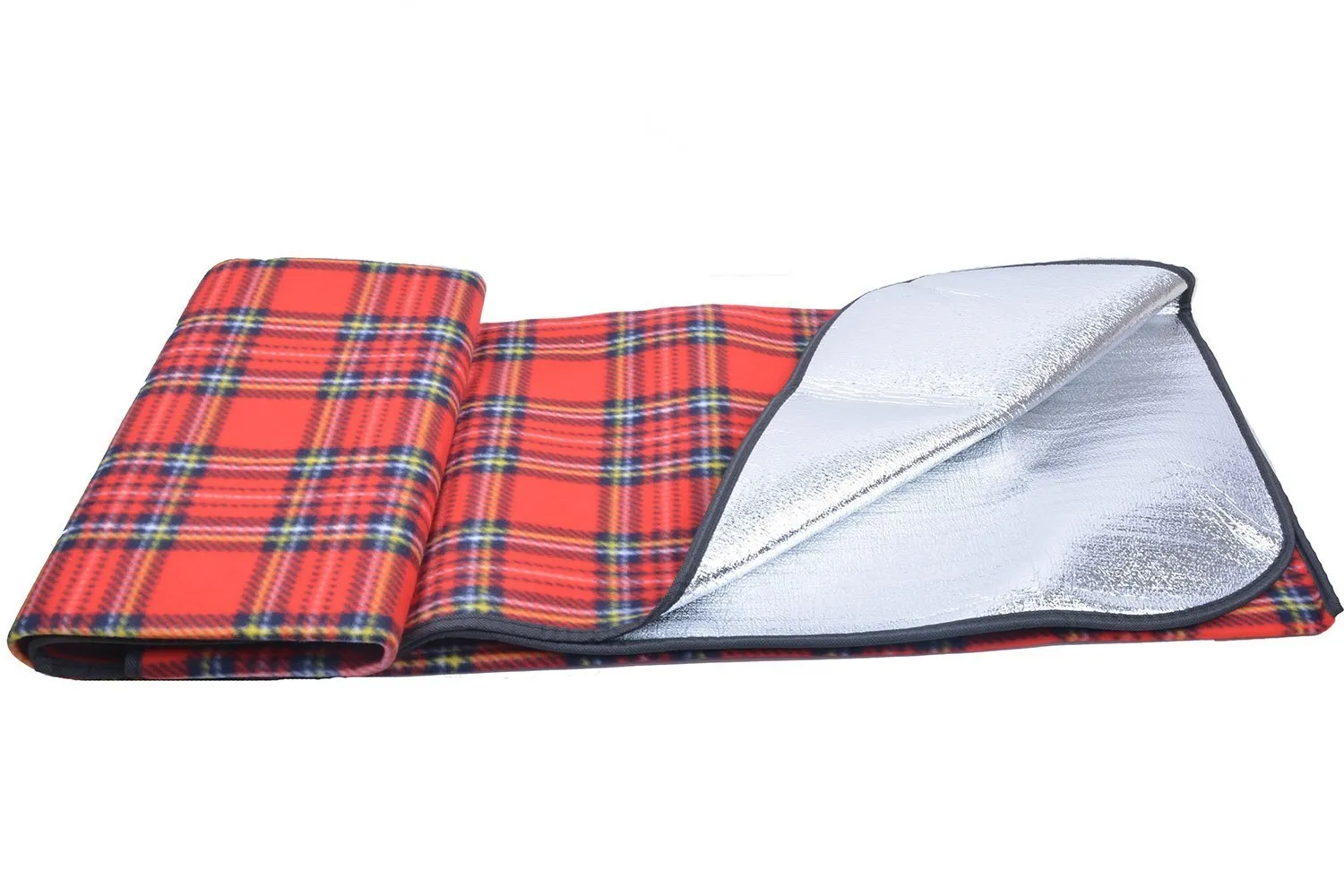 SatisInside Cozy Fleece Waterproof Picnic Blanket Camping/Beach Mat, Three-Layer, 51 By 59 In, Red Checked