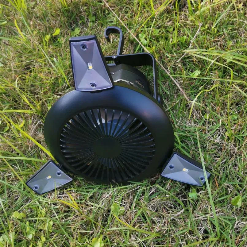 Solar Camping Light Foldable Fan Hanging Hook Rechargeable