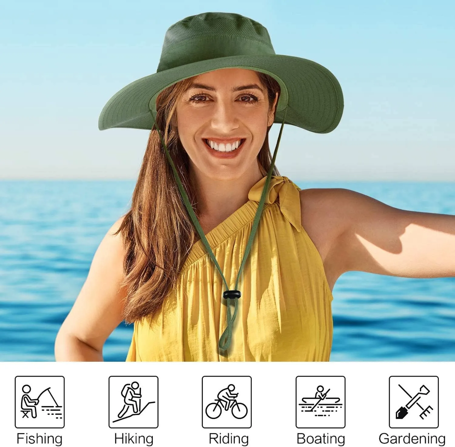 Sun Hats for Men Women Fishing Hat UPF 50  Breathable Wide Brim Summer UV Protection Hat
