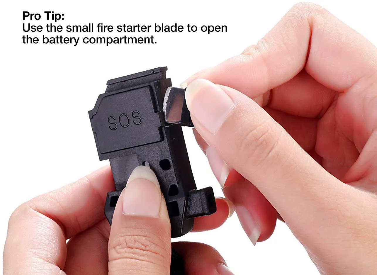 The Outdoorsman - Flashlight Survival Bracelet (Army Green) with Compass/Smart LED Light/Fire Starter/Blade/Whistle/Paracord (6-in-1 tool).